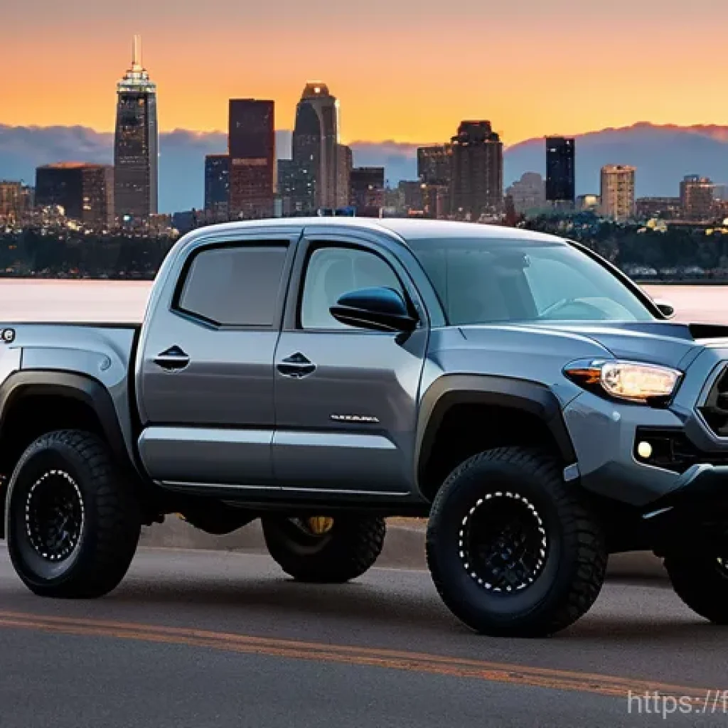 토요타 타코마의 장기 시승기 - **Urban Explorer with Rugged Appeal:**
    "A sleek, aggressive 2024 Toyota Tacoma Double Cab, metal...