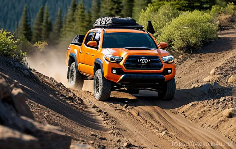 토요타 타코마의 장기 시승기 - **Urban Explorer with Rugged Appeal:**
    "A sleek, aggressive 2024 Toyota Tacoma Double Cab, metal...